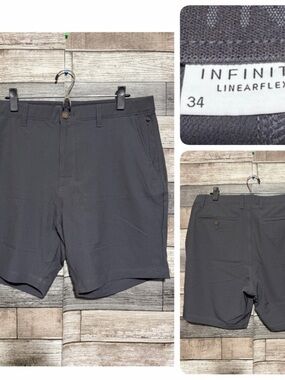 Infinity Linear Flex Performance Shorts Men's 34 Gray (Inseam 7) Stretch Golf